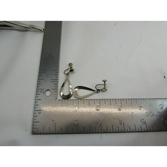 Vintage Tear Drop Dangle Clip On Earrings Gold Tone 51768 Goldtone Teardrop - Picture 3 of 3